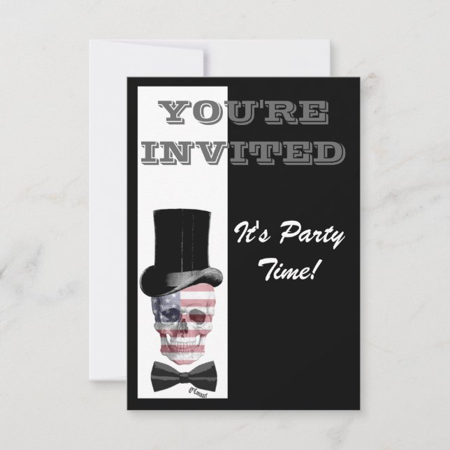 Patriotic Gothic Steampunk skalle Inbjudningar (Framsida)