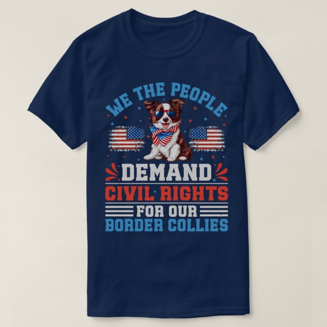 Patriotic Gräns Collie Hund T Shirt (Design framsida)