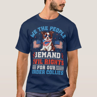 Patriotic Gräns Collie Hund T Shirt