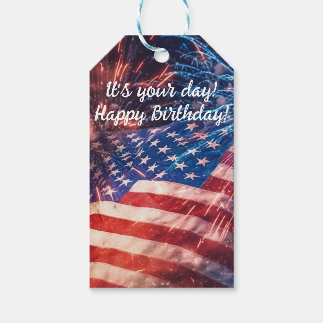 Patriotic Grattis på födelsedagen Presentetikett (Framsidan)