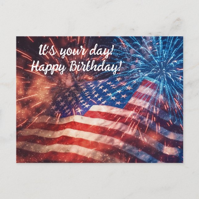 Patriotic Grattis på födelsedagen Vykort (Framsida)