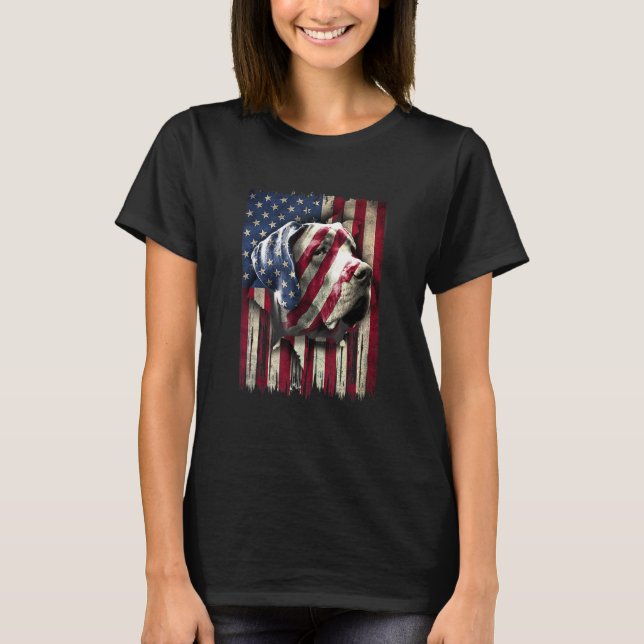 Patriotic Great dane American Flagga Usa Hund T Shirt (Framsida)