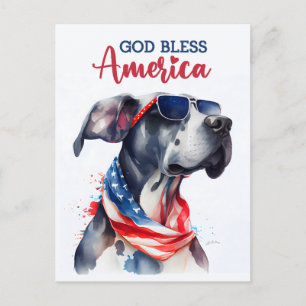 Patriotic Great dane, Välsigna dig Amerika Vykort