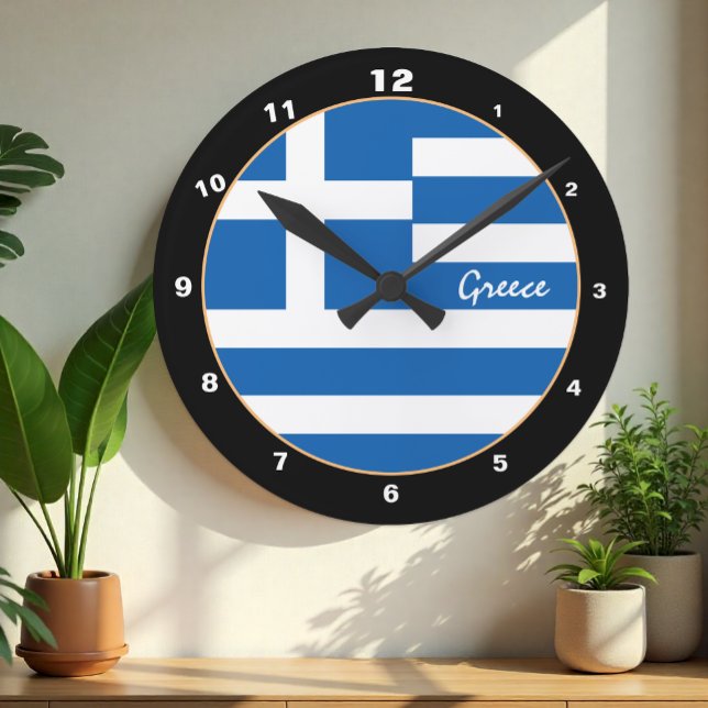 Patriotic Greece, Grekiska trendiget Home/design Rund Klocka (Skapare uppladdad)