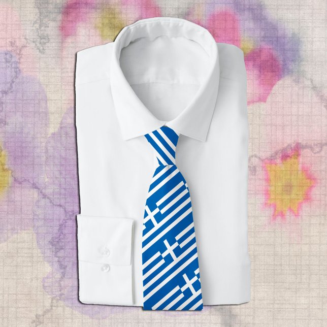 Patriotic Greece Tie, Elegant Grekiska Flagga Slips (Skapare uppladdad)