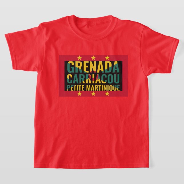 Patriotic Grenada Flagga Kids T Shirt (Laydown)