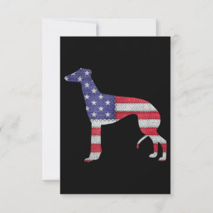 Patriotic Greyhound American Flagga Embroidery Tack Kort