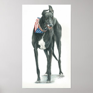 Patriotic Greyhound Hund Arr Skriv ut Poster