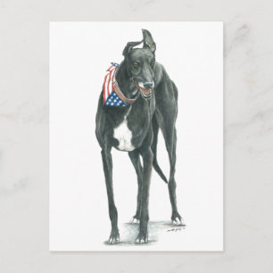 Patriotic Greyhound Hund Art Postcard Vykort