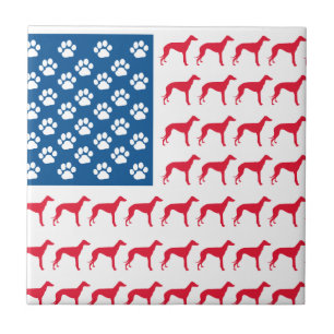 Patriotic Greyhound Hund Kakelplatta