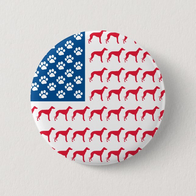Patriotic Greyhound Hund Knapp (Framsida)