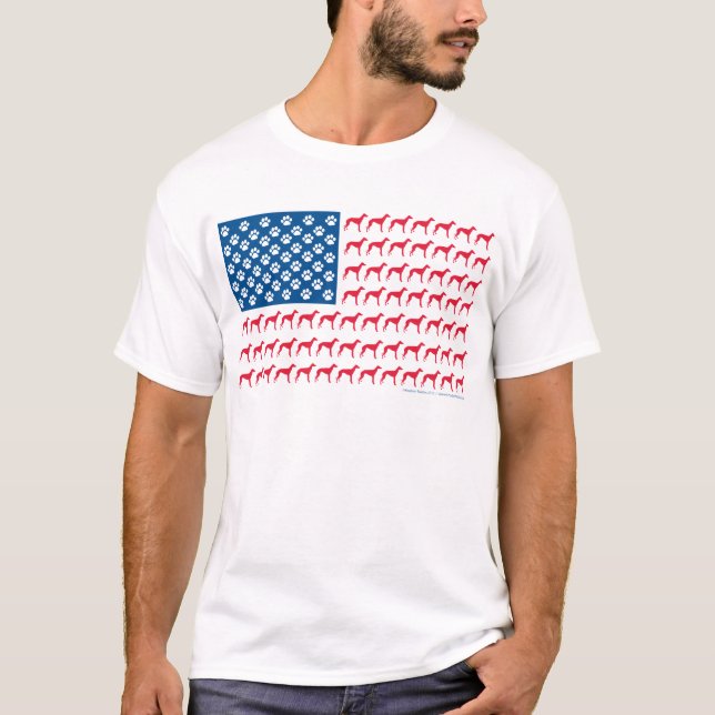Patriotic Greyhound Hund T Shirt (Framsida)