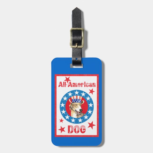 Patriotic Greyhound Luggage Tag Bagagebricka (Vertikal Framsida)