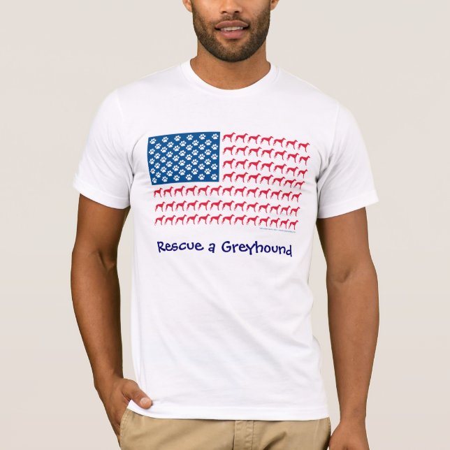 Patriotic Greyhound Rädding T Shirt (Framsida)