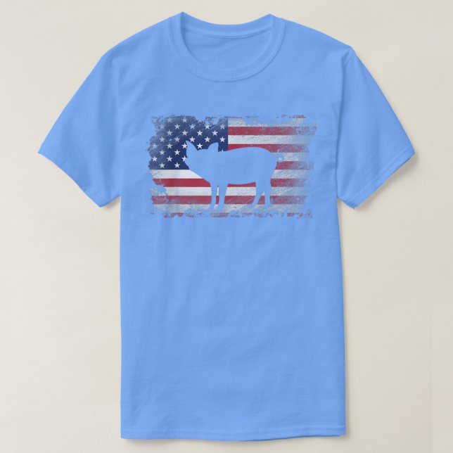 Patriotic Gris American Flagga Coola Gris Älskare  T Shirt (Design framsida)