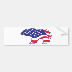 Patriotic Grizzly Bear Bildekal