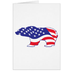 Patriotic Grizzly Bear Hälsningskort