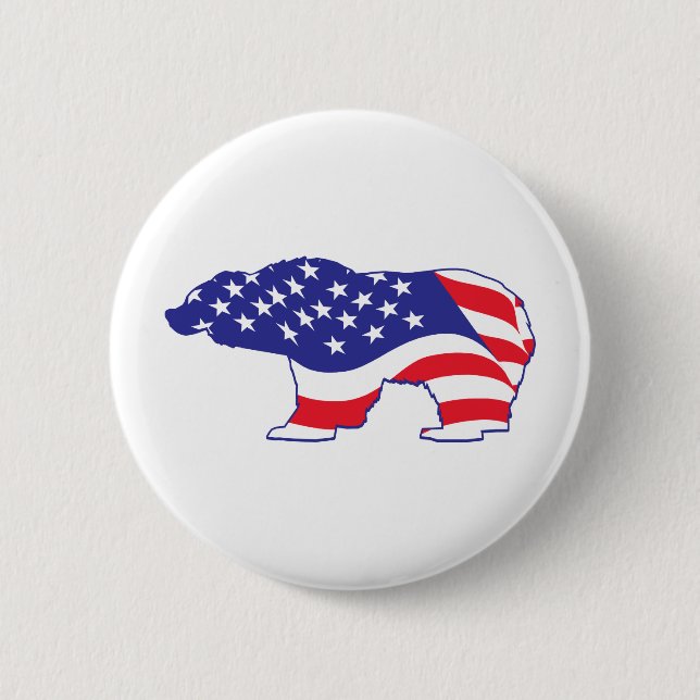 Patriotic Grizzly Bear Knapp (Framsida)