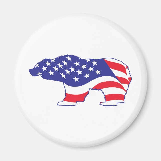 Patriotic Grizzly Bear Magnet (Framsidan)