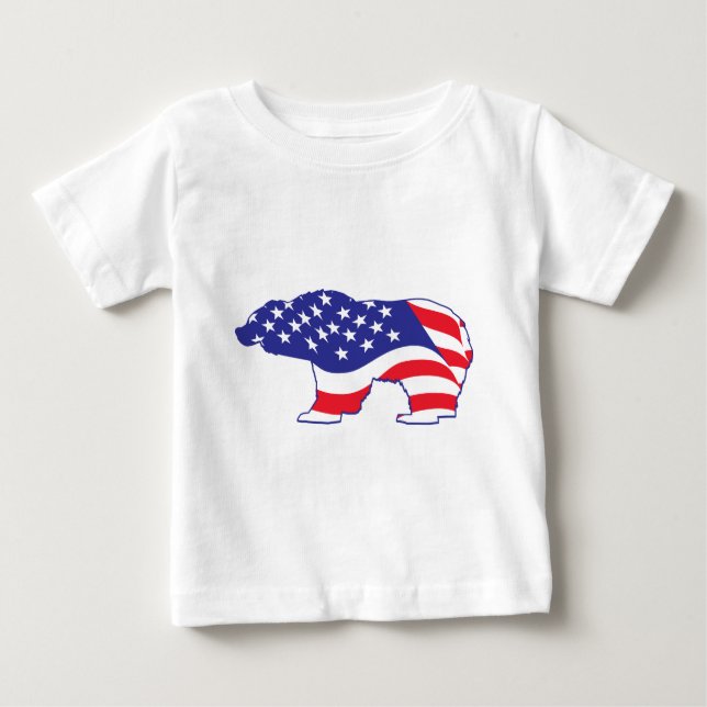 Patriotic Grizzly Bear T Shirt (Framsida)