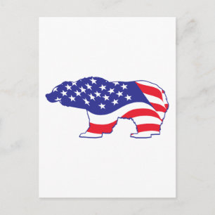 Patriotic Grizzly Bear Vykort