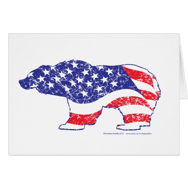 Patriotic-Grizzly-nöd Hälsningskort (Framsidan Horizontal)