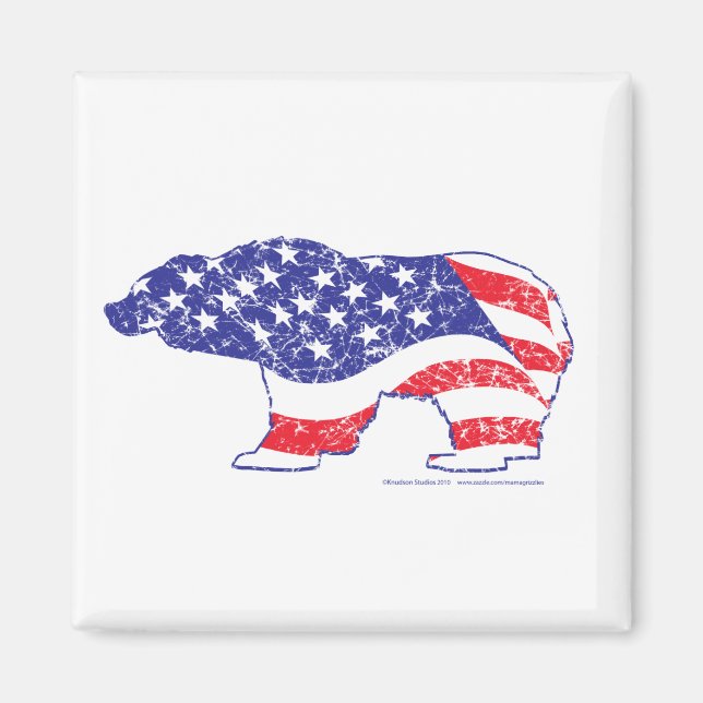 Patriotic-Grizzly-nöd Magnet (Framsidan)
