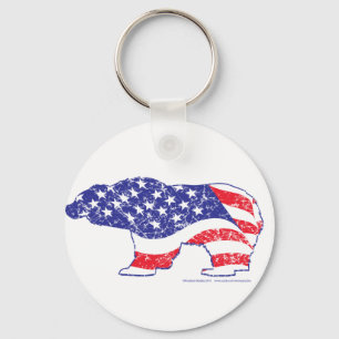 Patriotic-Grizzly-nöd Nyckelring