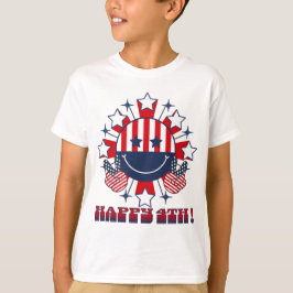 Patriotic Groovy Lycklig Ansikte-fredstecken Lyckl T Shirt