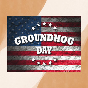 Patriotic Groundhog Day Vykort