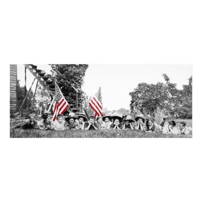 Patriotic Group Women American Flagga Circa 1910 Fototryck (Framsidan)