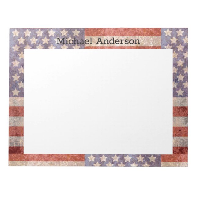 Patriotic Grunge American Flagga Anteckningsblock (Framsida)