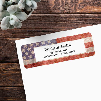 Patriotic Grunge American Flagga Returadress Etikett