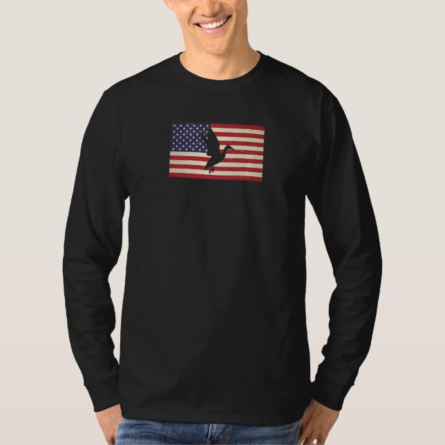 Patriotic Grunge Distresge USA amerikanska Flagga  T Shirt (Framsida)