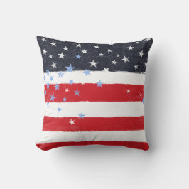 Patriotic Grunge Stars och stripes Kudde