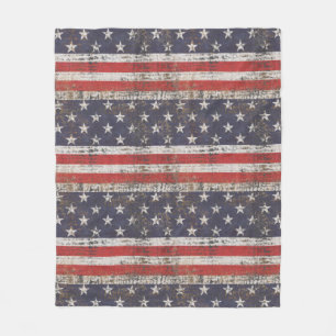 Patriotic Grunge Stars och stripes Mönster Fleecefilt