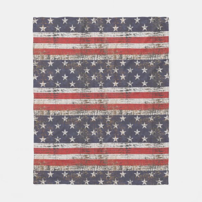 Patriotic Grunge Stars och stripes Mönster Fleecefilt (Framsidan)