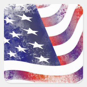 Patriotic Grunge Stil Faded American Flagga Fyrkantigt Klistermärke