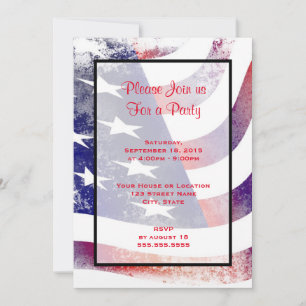 Patriotic Grunge Stil Faded American Flagga Inbjudningar