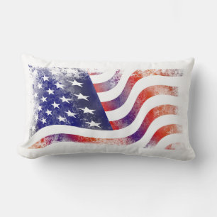 Patriotic Grunge Stil Faded American Flagga Lumbarkudde