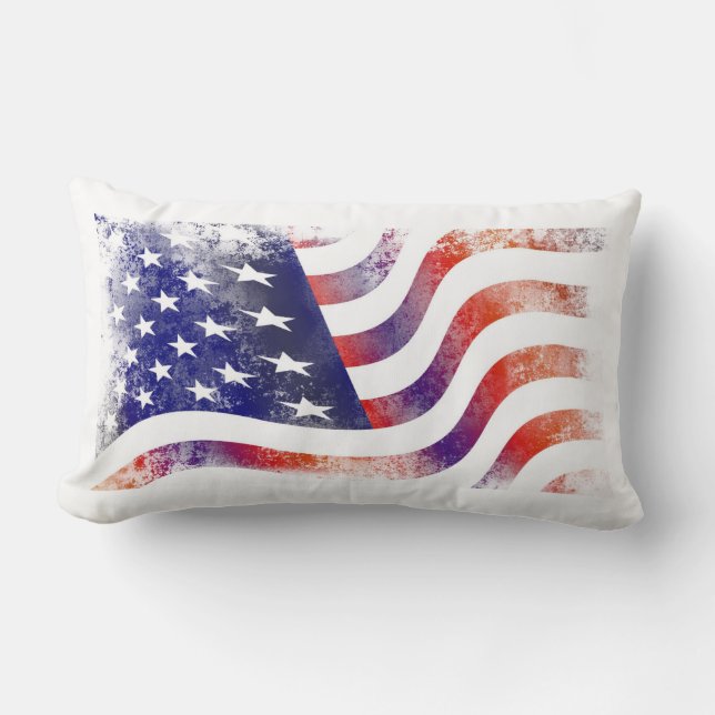 Patriotic Grunge Stil Faded American Flagga Lumbarkudde (Framsida)