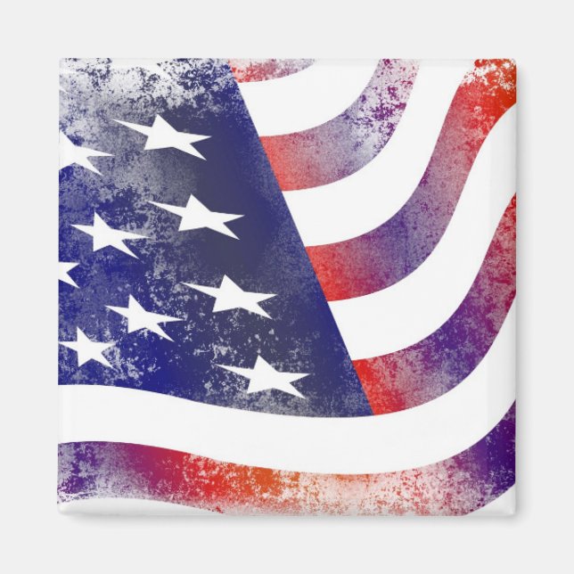 Patriotic Grunge Stil Faded American Flagga Magnet (Framsidan)