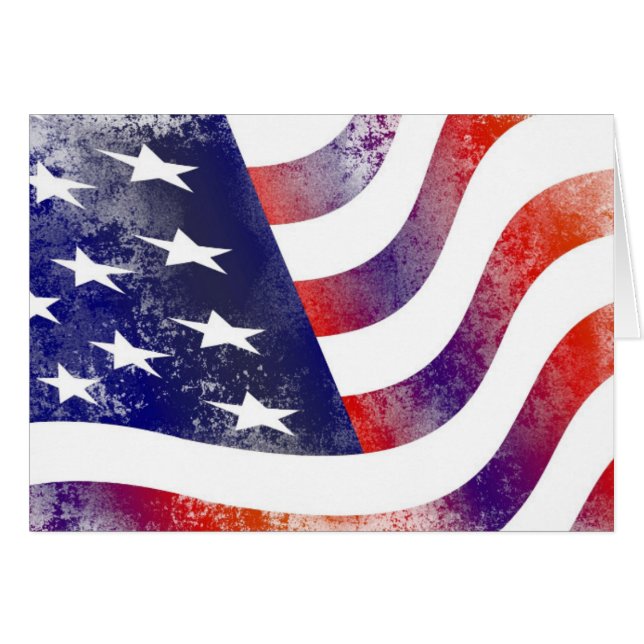 Patriotic Grunge Stil Faded American Flagga OBS Kort (Framsidan Horizontal)