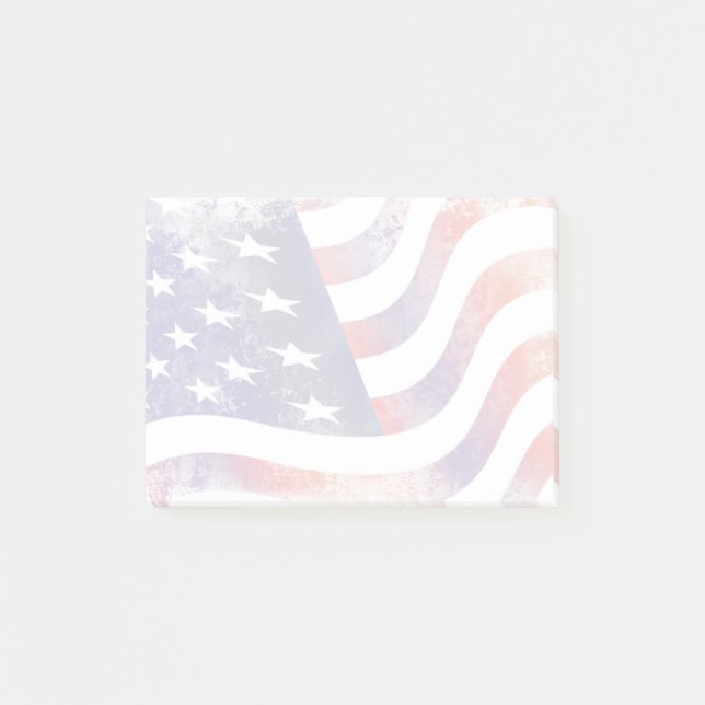 Patriotic Grunge Stil Faded American Flagga Post-it Block (Framsida)
