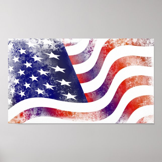 Patriotic Grunge Stil Faded American Flagga Poster (Framsidan)