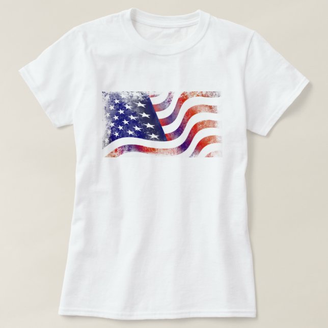 Patriotic Grunge Stil Faded American Flagga T-shirt (Design framsida)