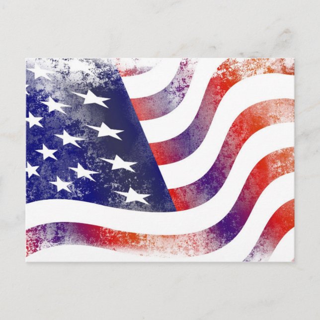 Patriotic Grunge Stil Faded American Flagga Vykort (Framsida)