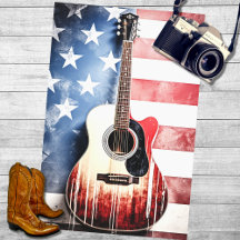 Patriotic Guitar 1 Decoupage Papper