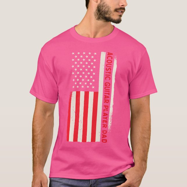 Patriotic Guitarist Musician Acoustic Guitar Playe T Shirt (Framsida)