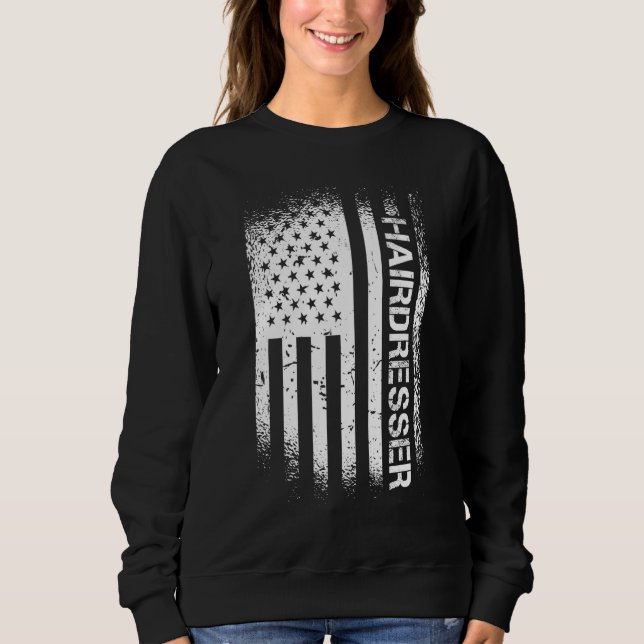 Patriotic Hairdresser med amerikansk Flagga T Shirt (Framsida)
